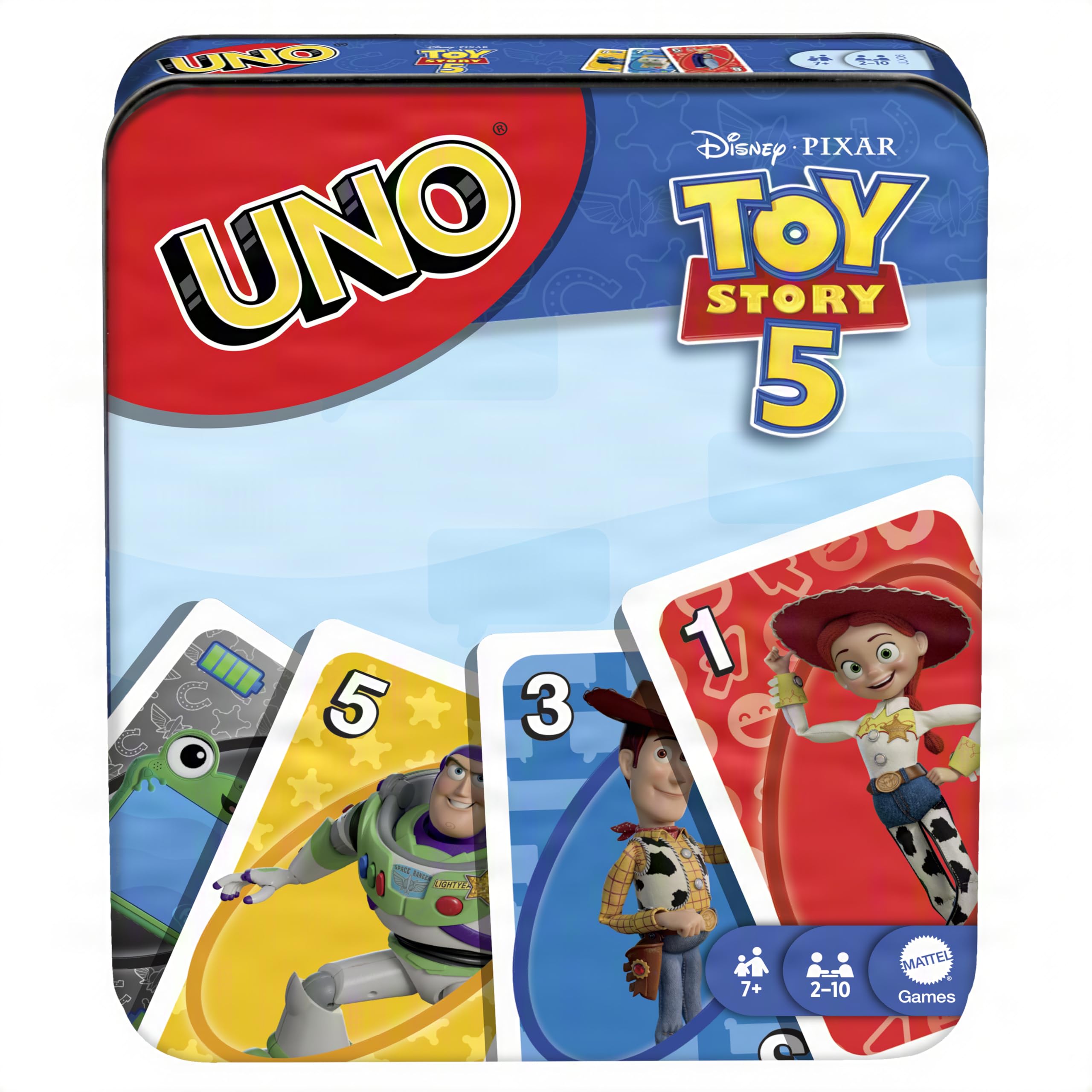 Mattel Games UNO Disney and Pixar Toy Story 5 Card Game with Movie-Inspired Deck for Kid & Family Nights, Parties, Travel & Camping