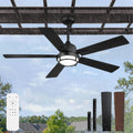 52" Outdoor Ceiling Fans with Lights, Gazebo Hanging Fan with 3CCT Remote Control 6-Speeds DC Motor,IP65 Waterproof Ceiling Fan for Patio Porch Pergola(Black)
