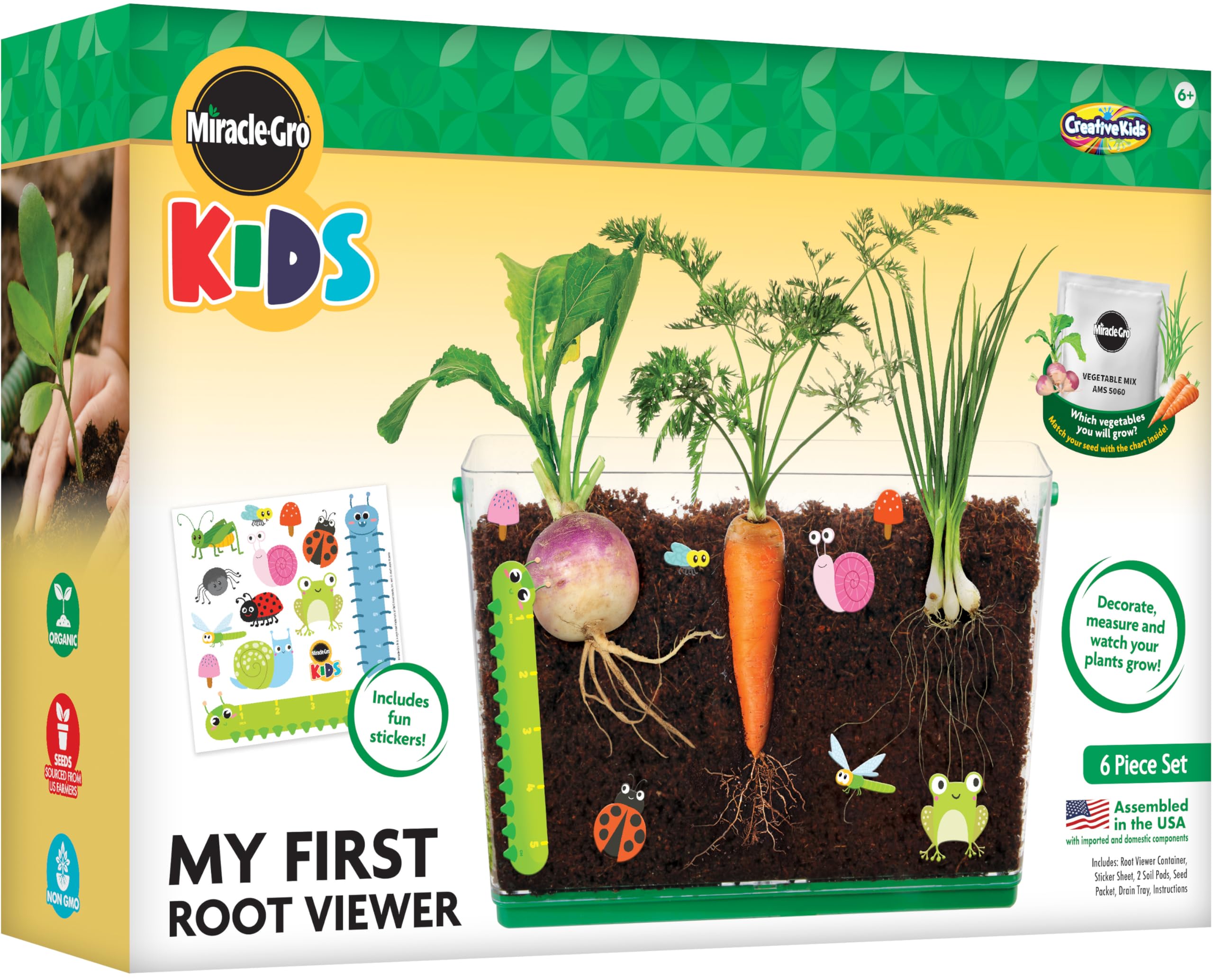 Creative Kids Miracle GRO Root Viewer Garden Kit - Educational STEM Set with Soil & Seeds for Kids Age 6+, Plant Growing Science Lab