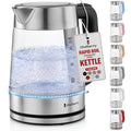 Electric Kettle for Boiling Hot Tea & Water | 1.7L Stainless Steel Borosilicate Glass Boiler With No Plastic, Automatic Shutoff, BPA Free, Fast Heating Technology (Black)