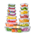40pc Set Glass Food Storage Containers & Bowls with Airtight Lids - Leakproof BPA-Free Meal Prep Airtight Stackable Lunch Boxes, Kitchen Pantry & Storage Organizers - Microwave Freezer Dishwasher Safe