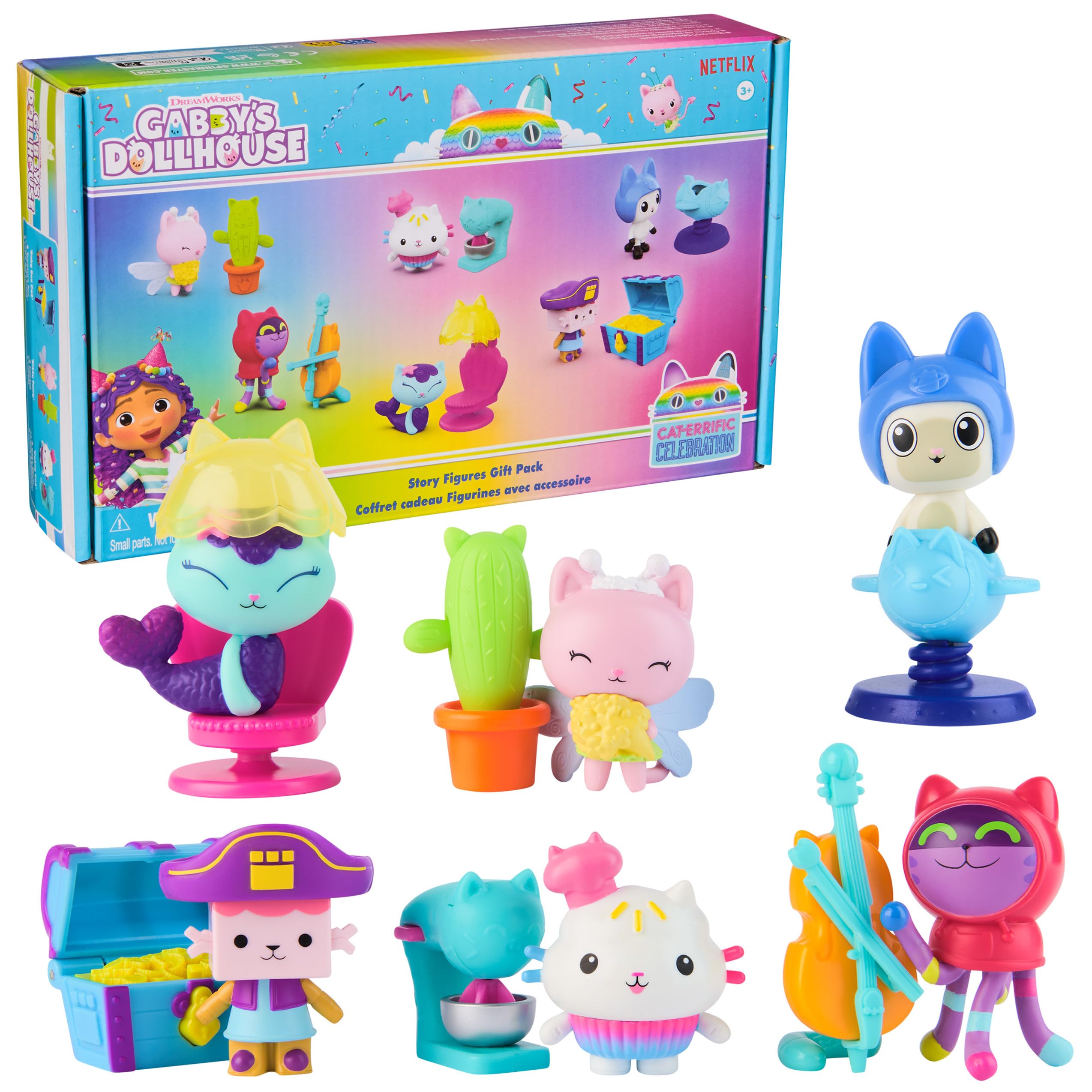 Gabby’s Dollhouse, 12-Piece Story Figures Gift Pack, with 6 Toy Figures & 6 Dollhouse Accessories Set, Kids Toys for Girls & Boys Ages 3+