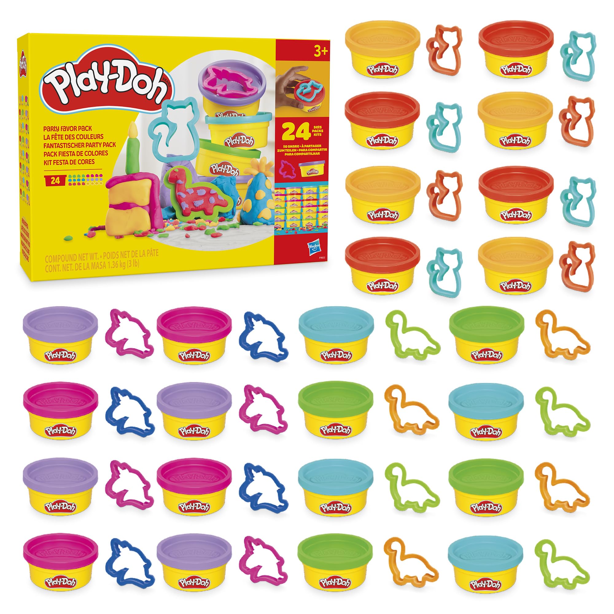 Play-Doh Party Favor Pack, Bulk 24 Pack of Modeling Compound with Cutters, Classroom Supplies for Arts & Crafts, Birthday Gifts & Prize Toys for Kids, Ages 3+ (Amazon Exclusive)