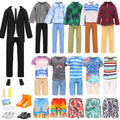 Miunana Lot 16 Items Doll Clothes & Accessories Classic Black Suit for Boy Doll Include Random 4 PCS Casual Wear + 5 PCS Dolls Pants + 3 Pairs of Shoes Laptop Water Bottles