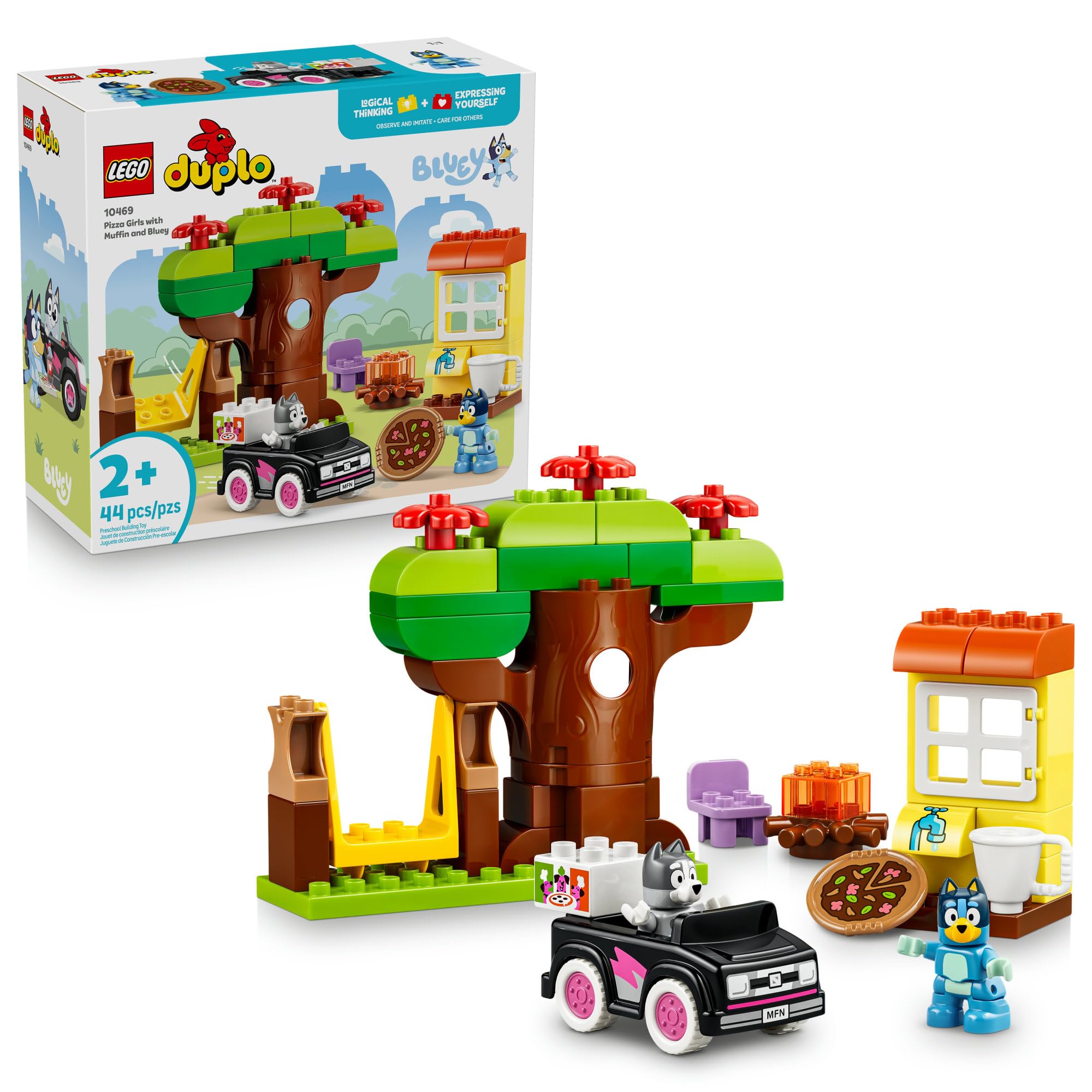LEGO DUPLO Bluey Pizza Girls with Muffin and Bluey - Learning and Building Toy for Toddlers, Ages 2+ - Bluey Playset with 2 Toy Figures for Boys & Girls - Gift Idea for Birthdays - 10469