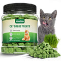 4.23oz Cat Grass Treats for Indoor Cats Freeze-Dried Cat Grass Pellets for Hairball Control, Gut Health & Dental Care Natural Chicken & Egg Yolk Kitten Crunchy Training Snacks