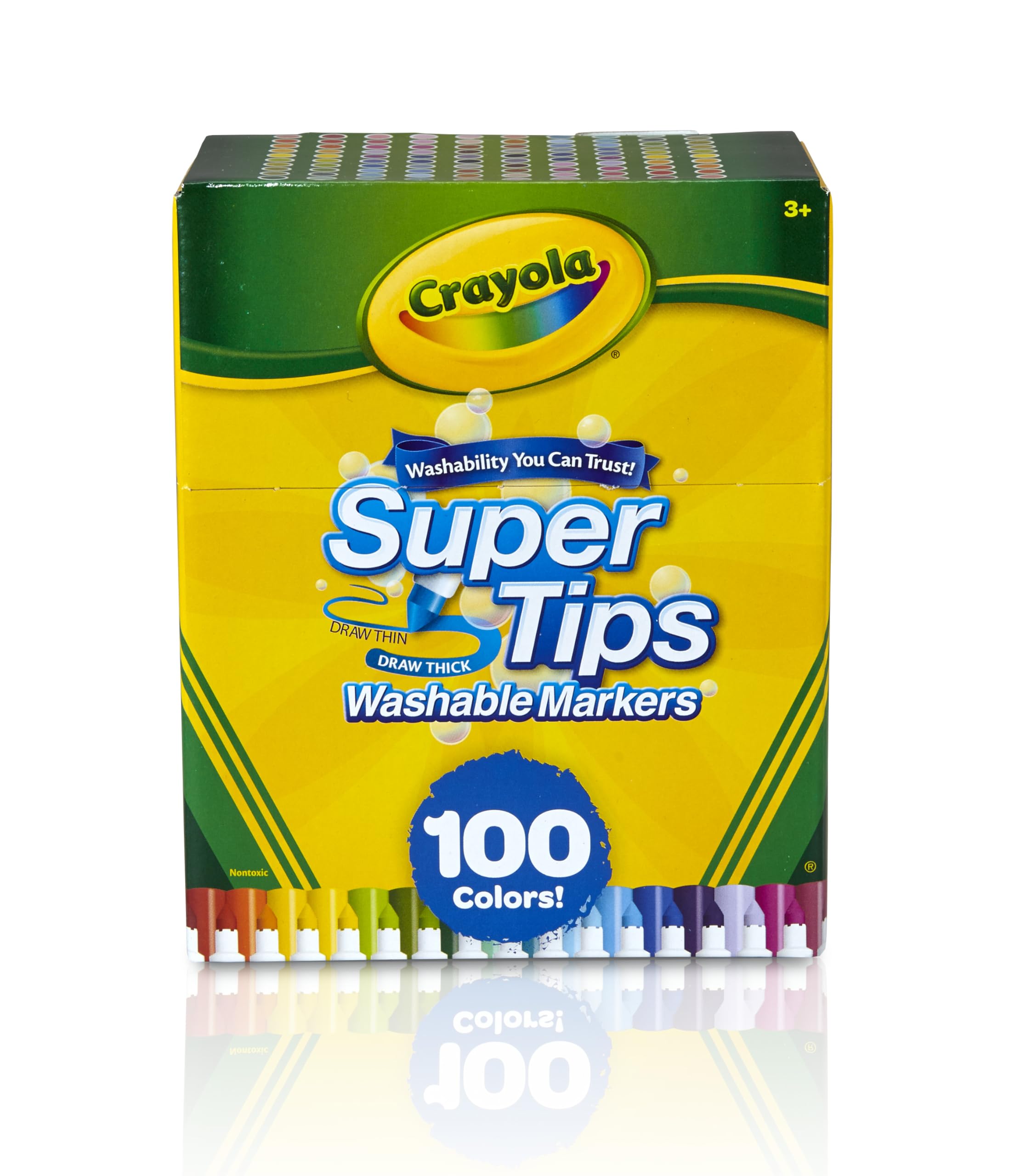 Crayola Super Tips Marker Set (100ct), Fine Point Washable Markers, Teacher Must Haves, Back to School Supplies for Kids & Adults, Art Supplies, Ages 3+