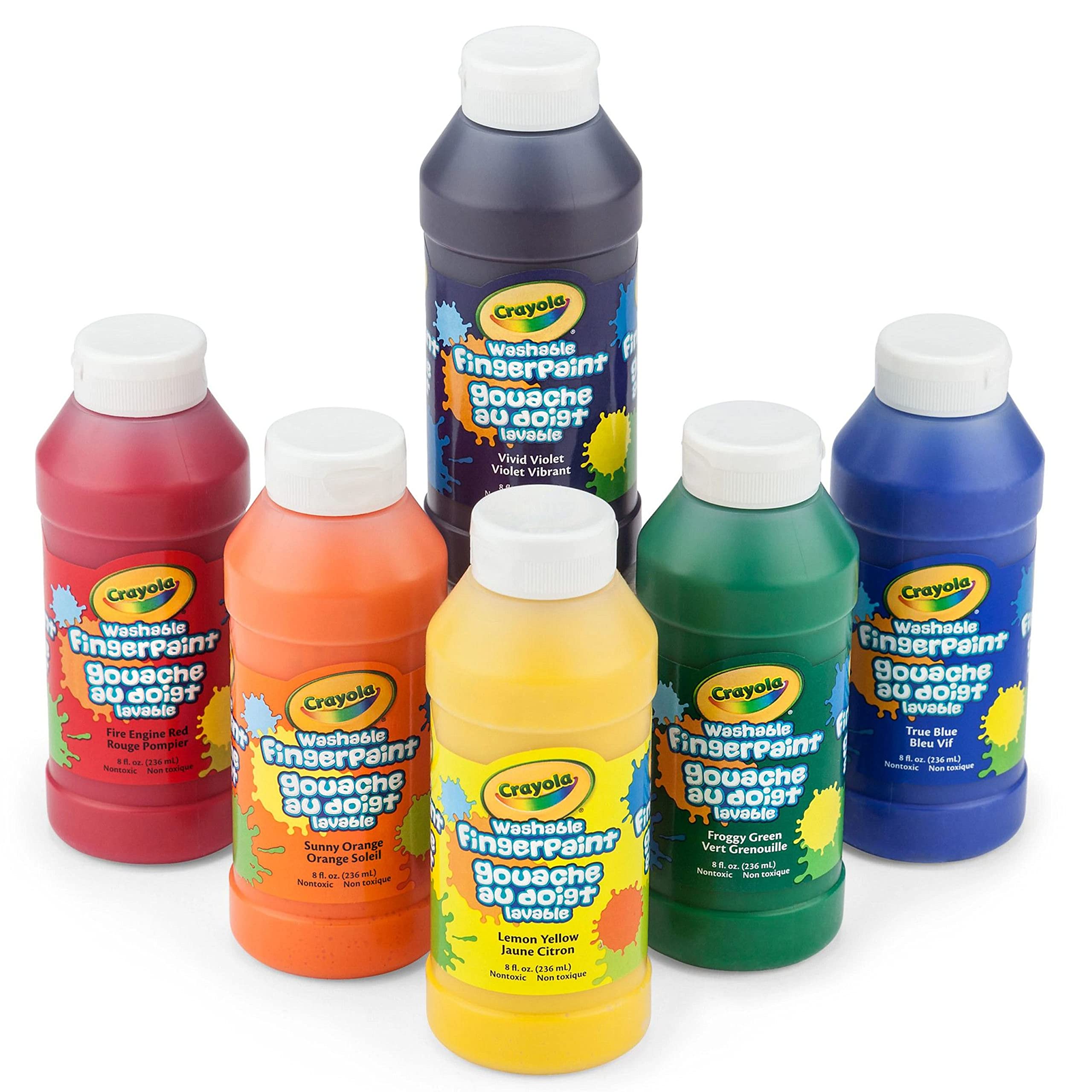Crayola Washable Finger Paints (6ct), Teacher Classroom Must Haves, Toddler Paint Set, Nontoxic Finger Paint for Kids, Arts & Crafts Supplies for Toddlers [Amazon Exclusive]