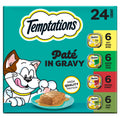 Temptations Pate in Gravy Adult Wet Cat Food Tasty Chicken Entree, Seafood Medley, Backyard Cookout, and Catnip Fever, 3.5 oz. Trays (24 Count, Pack of 1)