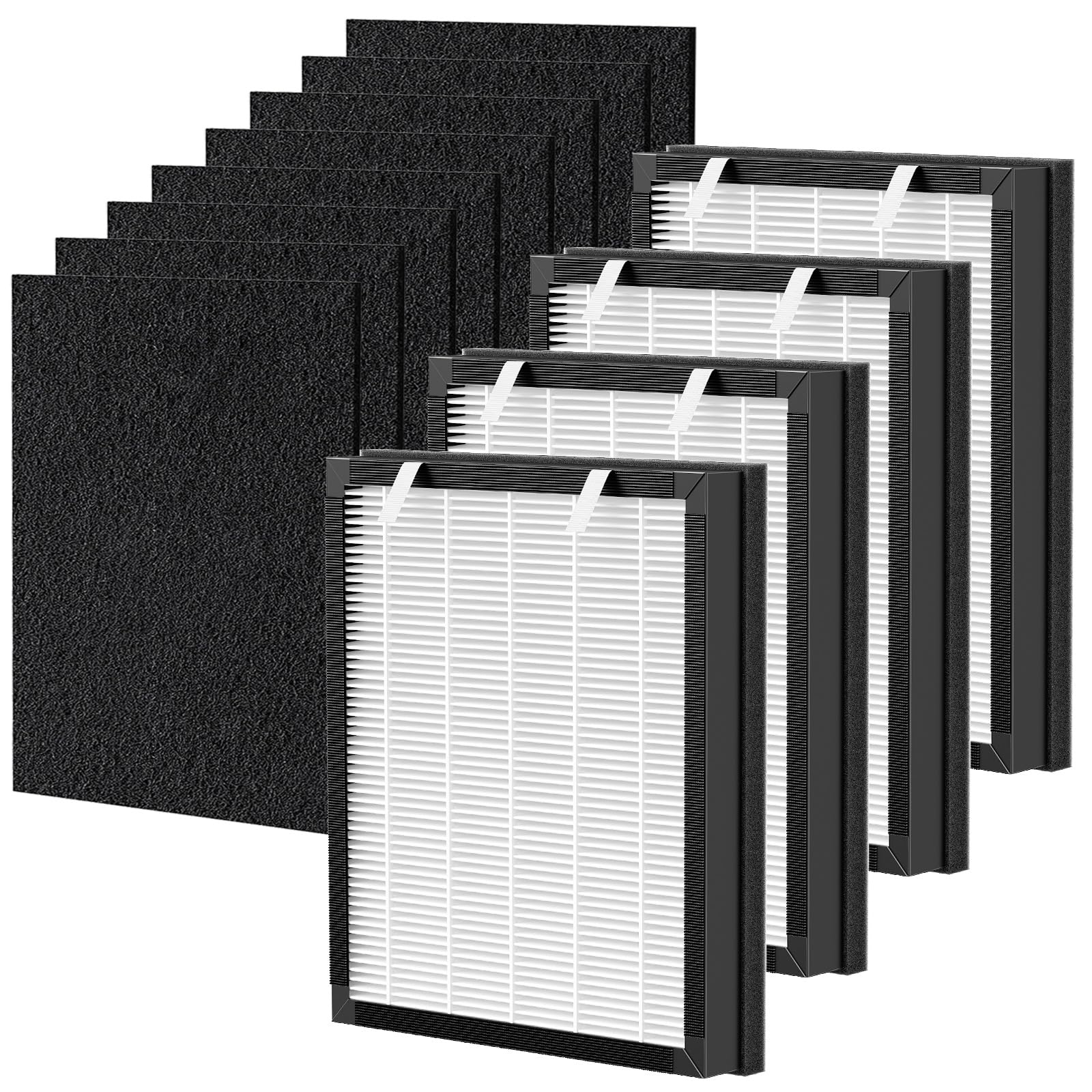 P358 Replacement Filters Compatible with HEAPETS P358 Pet Air Purifier, 4 Hepa Filters and 8 Activated Carbon Pre-filters for Pet Household, Compare Part #PJ358-2LX6JDM