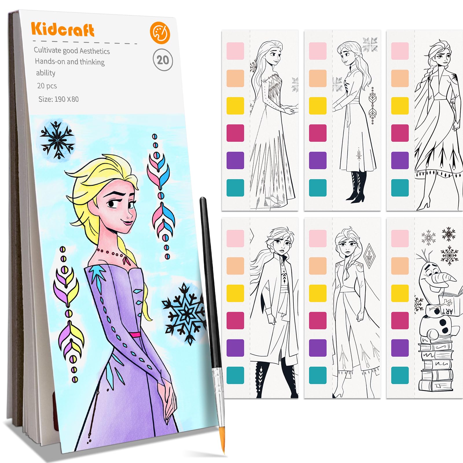 Paint with Water Coloring Books for Kids, Pocket Mess Free Watercolor Painting Sets for Toddlers, Art and Craft Drawing Activities Gifts for Kids Ages 4 5 6 7 8+, Travel Activity Toys - Princess