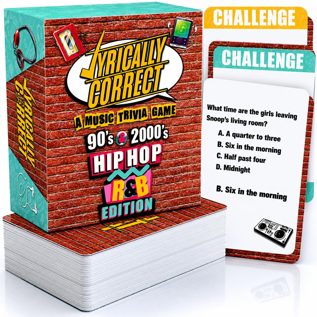 Lyrically Correct 90s & 2000s Hip-Hop & R&B Music Trivia Card Game for Adults & Families – Do You Know The Lyrics? Party Game for Game Night, Cookouts & Family Gatherings