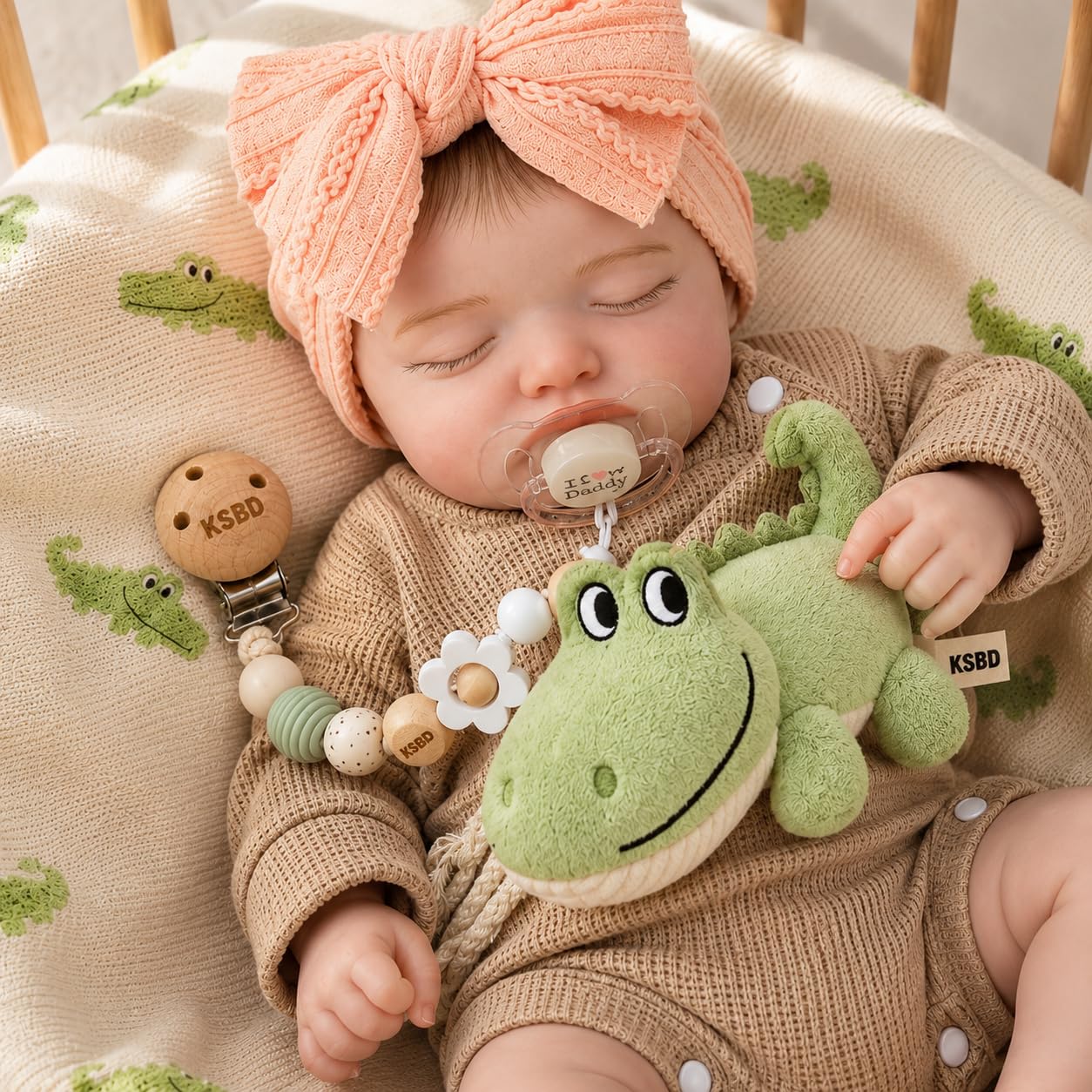 KSBD Realistic Reborn Baby Dolls-20 inch Sleeping Lifelike Newborn Real Life Baby Dolls, Soft Cloth Body with Feeding Toy Accessories for Kids Age 3 +