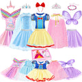 EULRGAUS Princess Dress Up, Toddler Dress Up with Princess Costumes and Toys, Butterfly & Unicorn Dress with Fairy Wings, Pretend Play for Toddlers 3-6, Halloween Christmas Birthday Gift for Kids