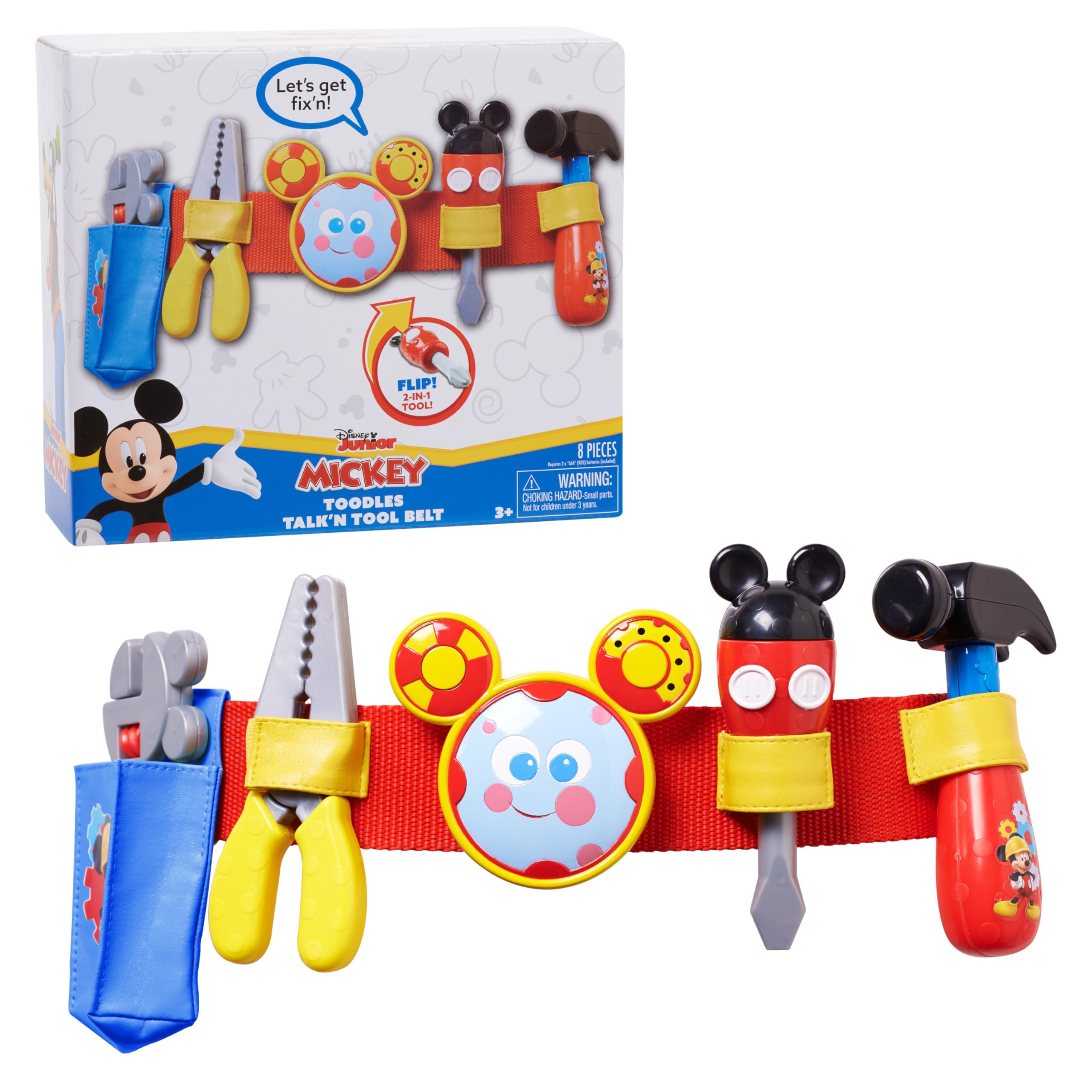 Disney Mickey Toodles Talk'n Toolbelt and Kids Play Tool Accessories for Contruction and Building Role Play and Dress Up