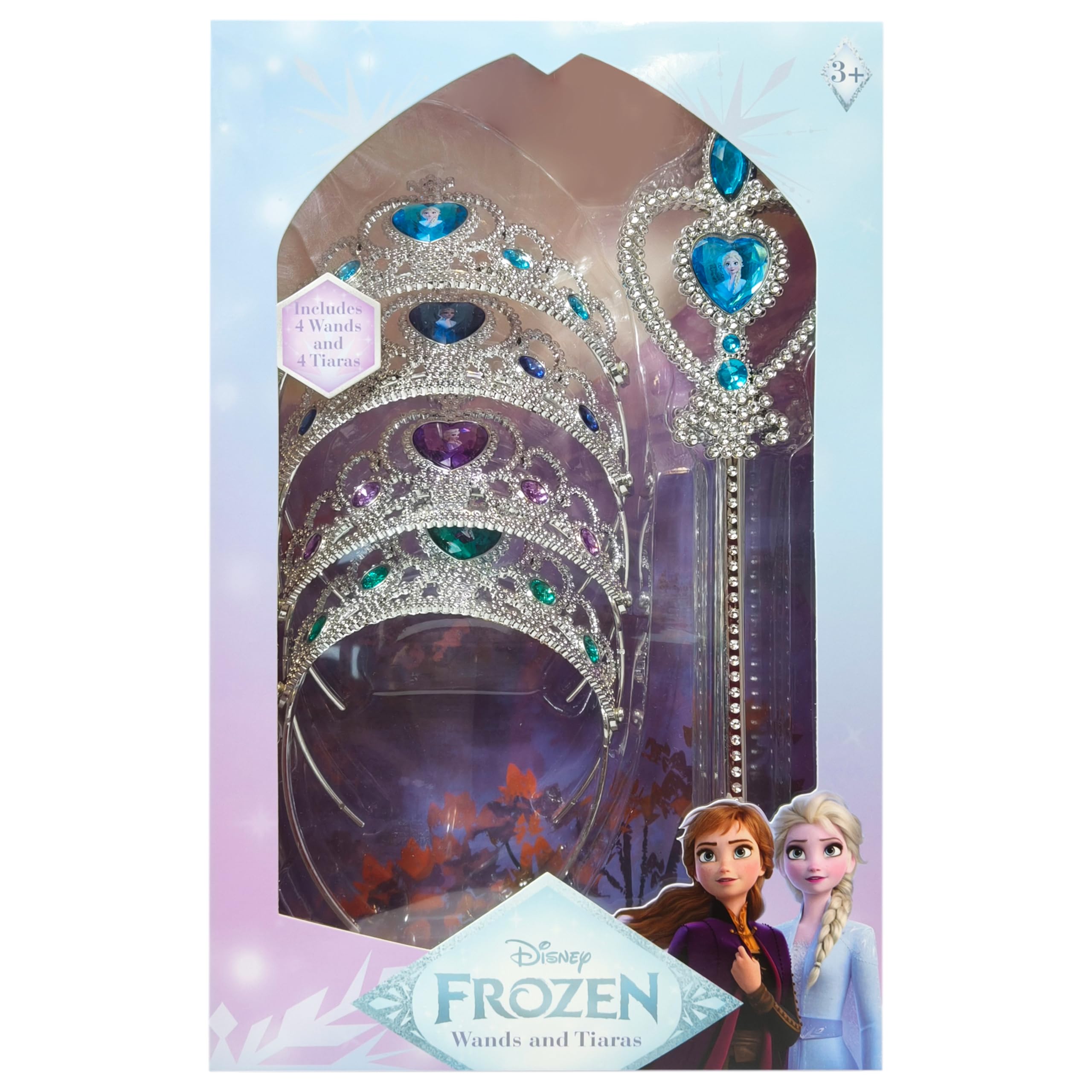 LUV HER Frozen-Themed Princess Crown & Wand Set - 8 Pack Includes 4 Tiaras & 4 Wands - Stunning ICY Blue & Silver Design - Lightweight & Comfortable - Dress-Up, Parties & Gifts - Ages 3+