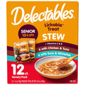 Delectables Lickable Treat Stew Senior 10+ Wet Cat Treat with Real Chicken, Food Topper, Hydrating, Grain-Free, No Fillers, No By-Products, No Added Preservatives, 1.4oz Pouch, 12ct