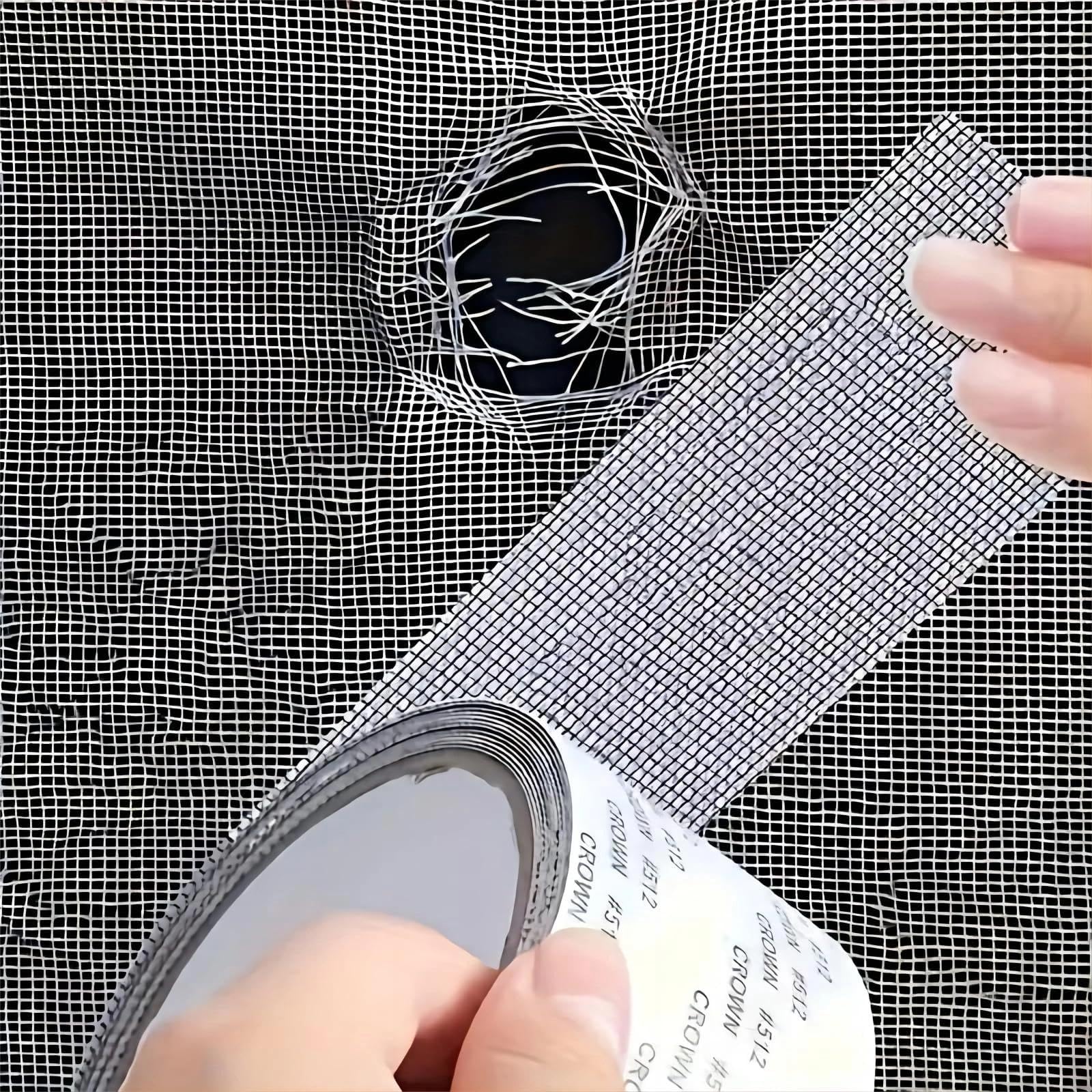 1 Roll Self-Adhesive Mesh Window Repair Tape, Waterproof Tear-Resistant Insect Screen Patch, Strong Adhesive for Cloth and Screens, Suitable for Dorm Room Curtain Window Repair