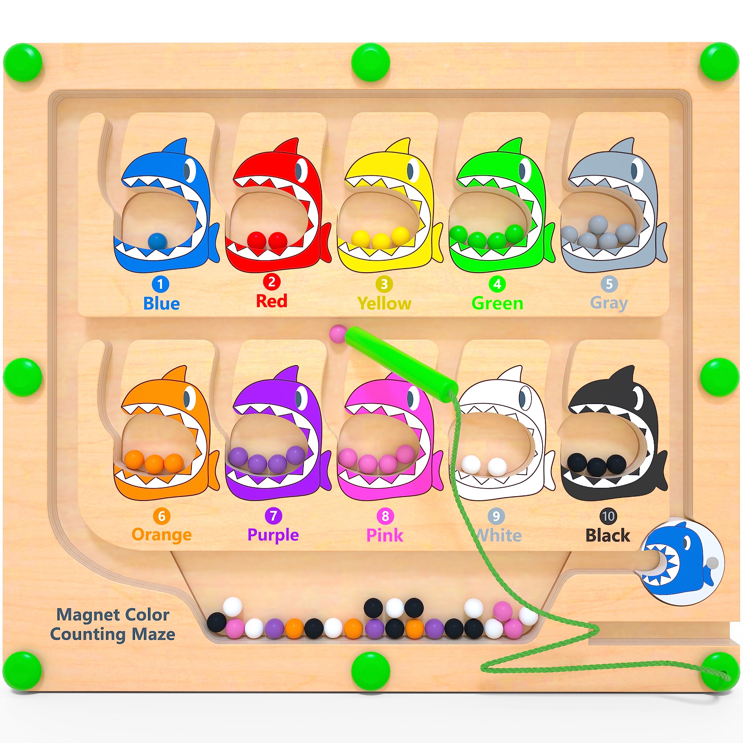 Magnetic Color & Number Maze, Montessori Counting Matching Toys, Wooden Magnetic Maze Board, Montessori Toy Fine Motor Skills Toys for 3 4 5 Years Old Preschool Learning Activities