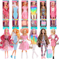 6 Pack Fashion 11.5 inch American Toy Prinecess Dolls Playset with Outfits Dress Design and Accessories Like Handbag Hat Crown Necklace Suitcase (Gift Box Package)