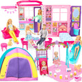 Style Shine Doll House Portable & Foldable Dollhouse w/ 60+ Pcs & 2 Dolls, Play House Toy with Bedroom Kitchen Furniture Camping Playset, Playhouse Gift for Girl Kid Toddler