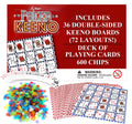 Regal Games - Poker Keeno Bulk Game Set - Includes 36 Two-Sided Boards, 600 Scoring Chips, 1 Deck of Standard Poker Cards - 72 Unique Board Layouts- Casino Night Card Game- Compatible w Poker Keno