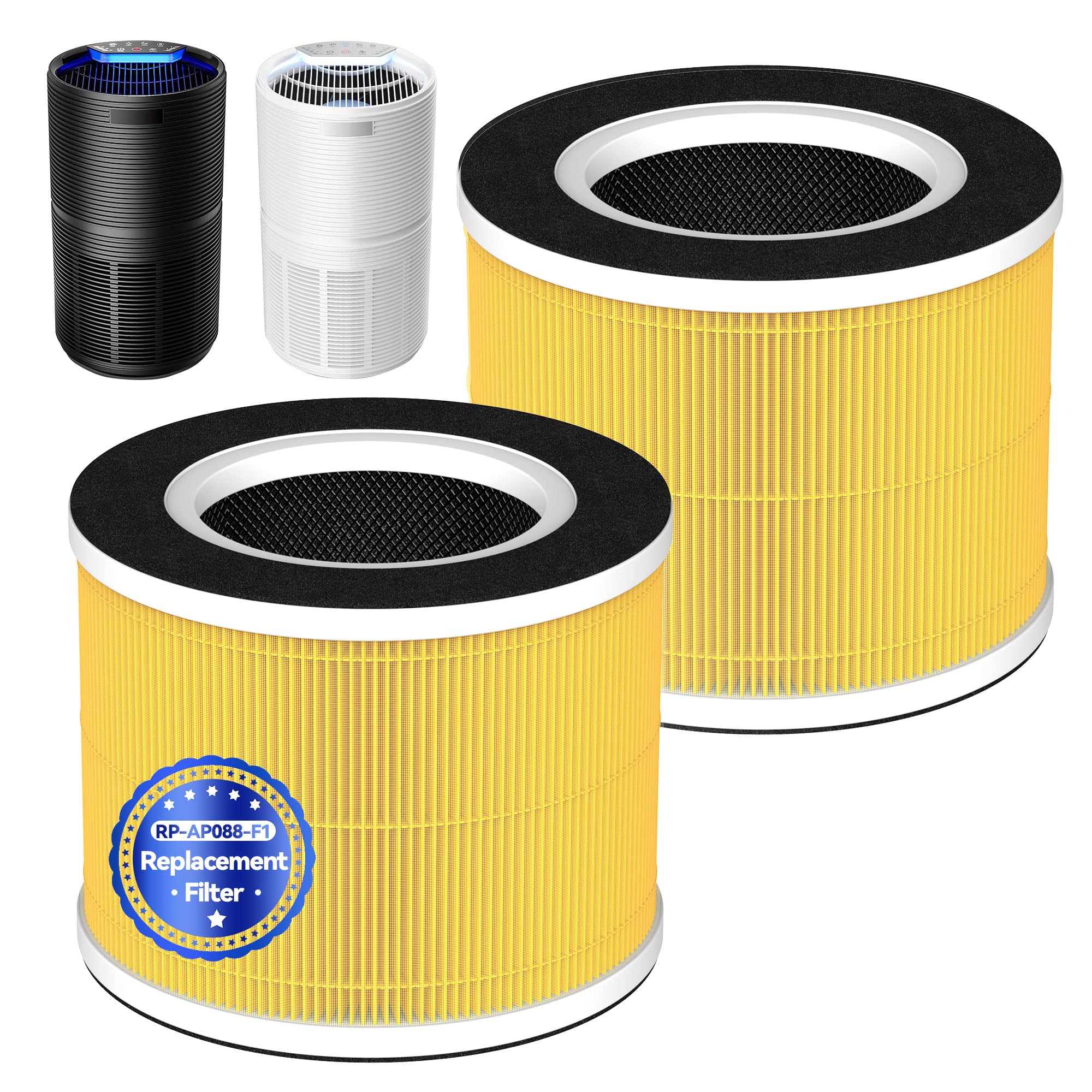 RP-AP088-F1 Replacement Filter for RENPHO Air Purifier RP-AP088W, RP-AP088, RP-AP088B True HEPA Filter 5-Stage Filtration System Pet Care #RP-AP088-F1, 2 PACK