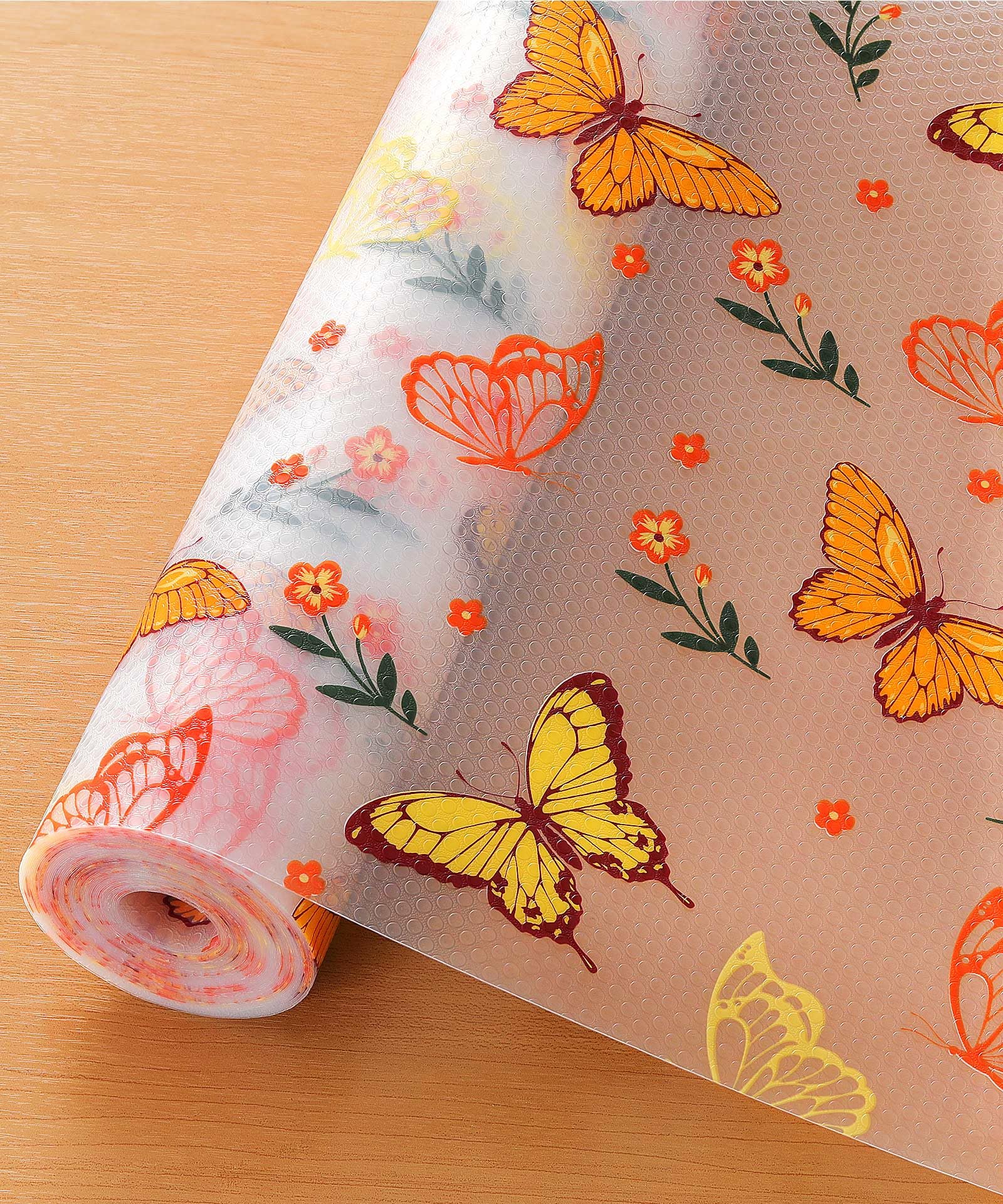 Shelf & Drawer Liner for Kitchen Cabinets Non-Adhesive, Waterproof and Washable EVA Shelf Paper, Protect & Decorate Dresser, Bathroom, and Cupboards (Colorful Butterfly, 17.7" W x 78.7" L)