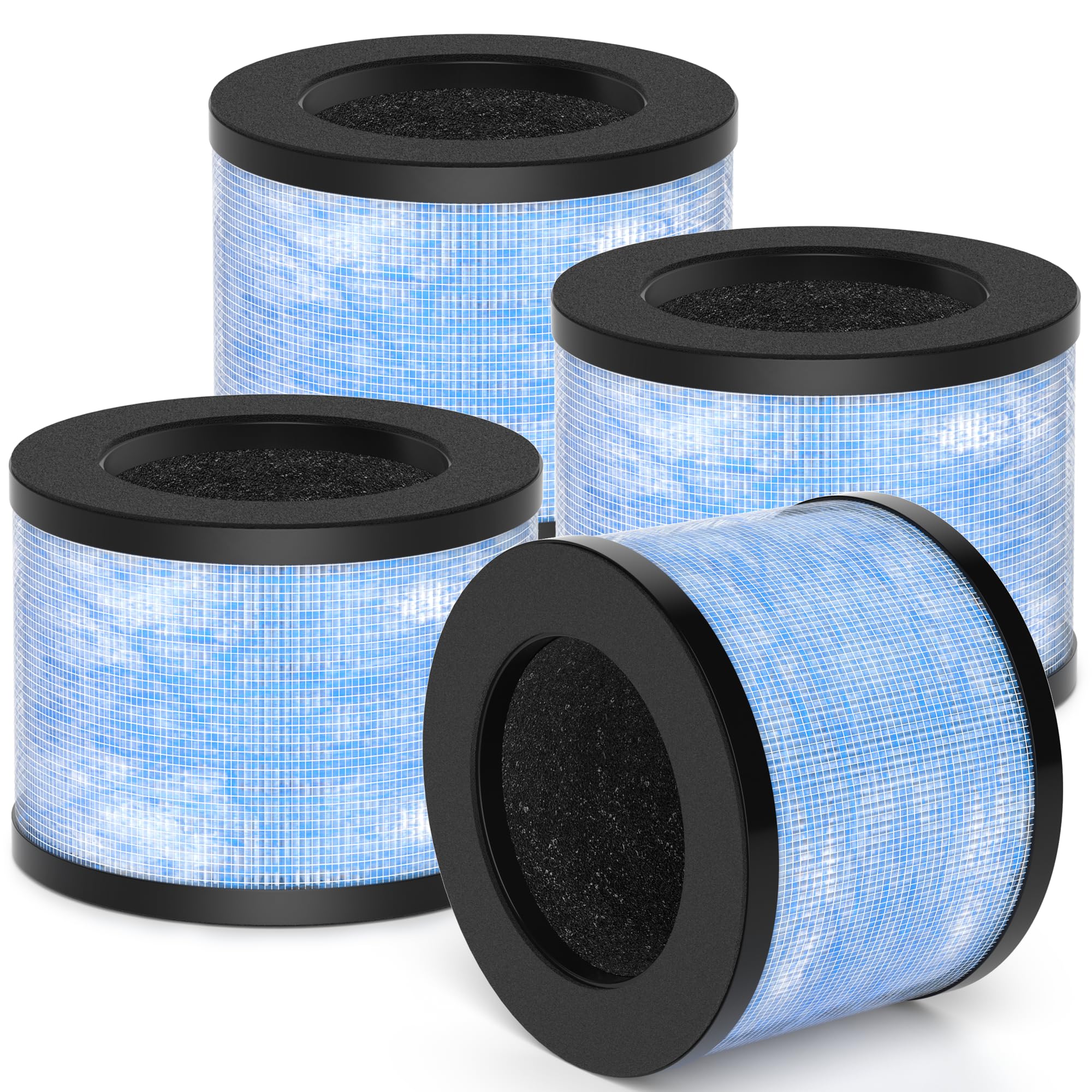 MK-01 & MK06 Filter Replacement Compatible with Aroeve MK01, MK06, ToLife TZ-K1, FreAire KN6391 and Kloudi DH-JH01 Air Purifier, 4-in-1 Filtration System,Blue, Pack of 4