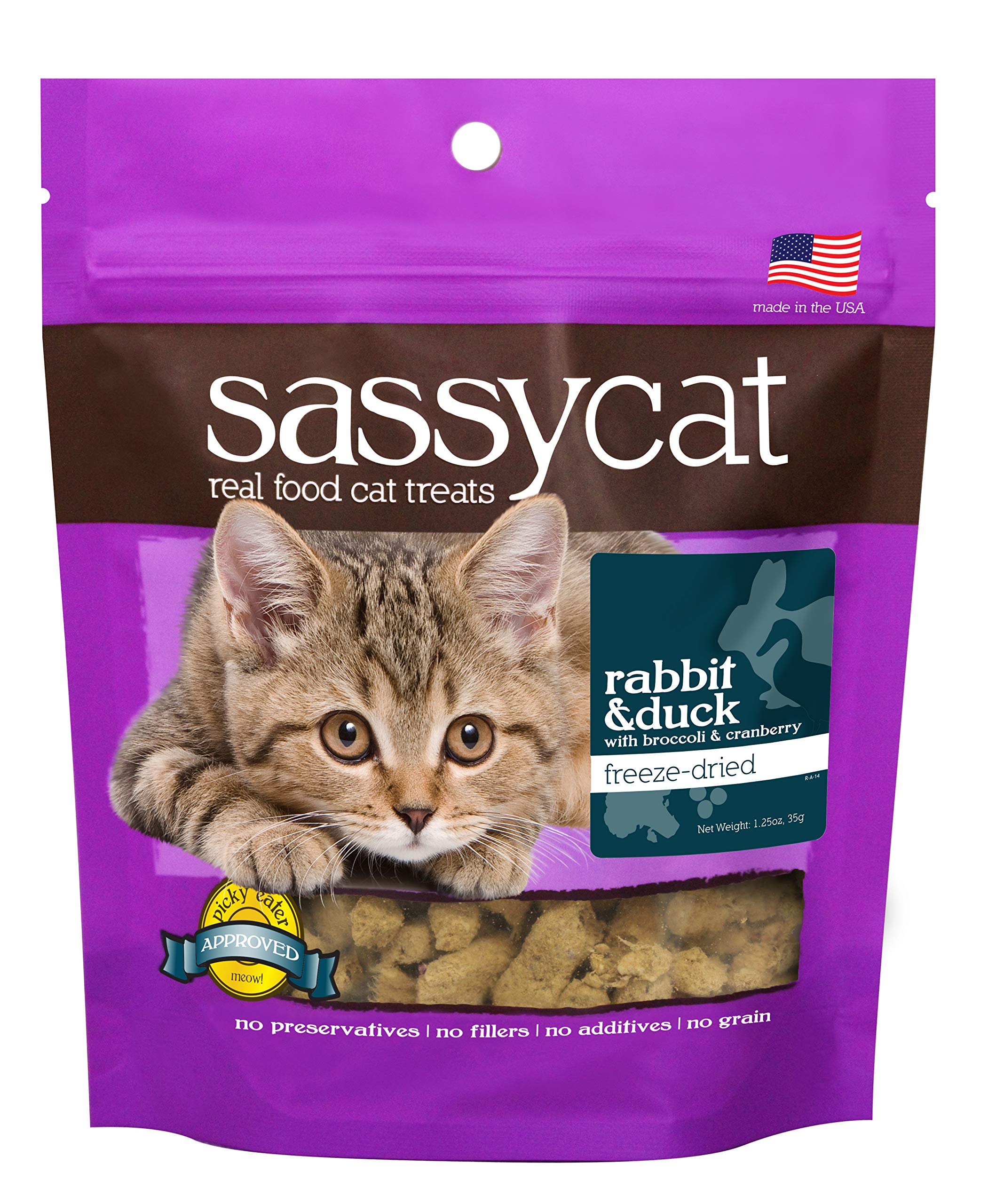 Herbsmith Sassy Cat Treats - Freeze Dried Rabbit & Duck - All Natural - Limited Ingredient - 1.25 oz