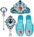 Disney Princess Dress Up Accessory Set Ariel Tiara, Shoes, Wand and Comb Set for Little Girls Role Play Time Costume Toys for 3-6 Years