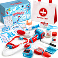 Play-Act Kids Doctor Kit, 16-Piece Medical Kit with Bag, Doctor Role Play Set with Realistic Toy Stethoscope, Reusable Record Cards, Dress Up Playset Birthday Gift for Toddlers Ages 3+