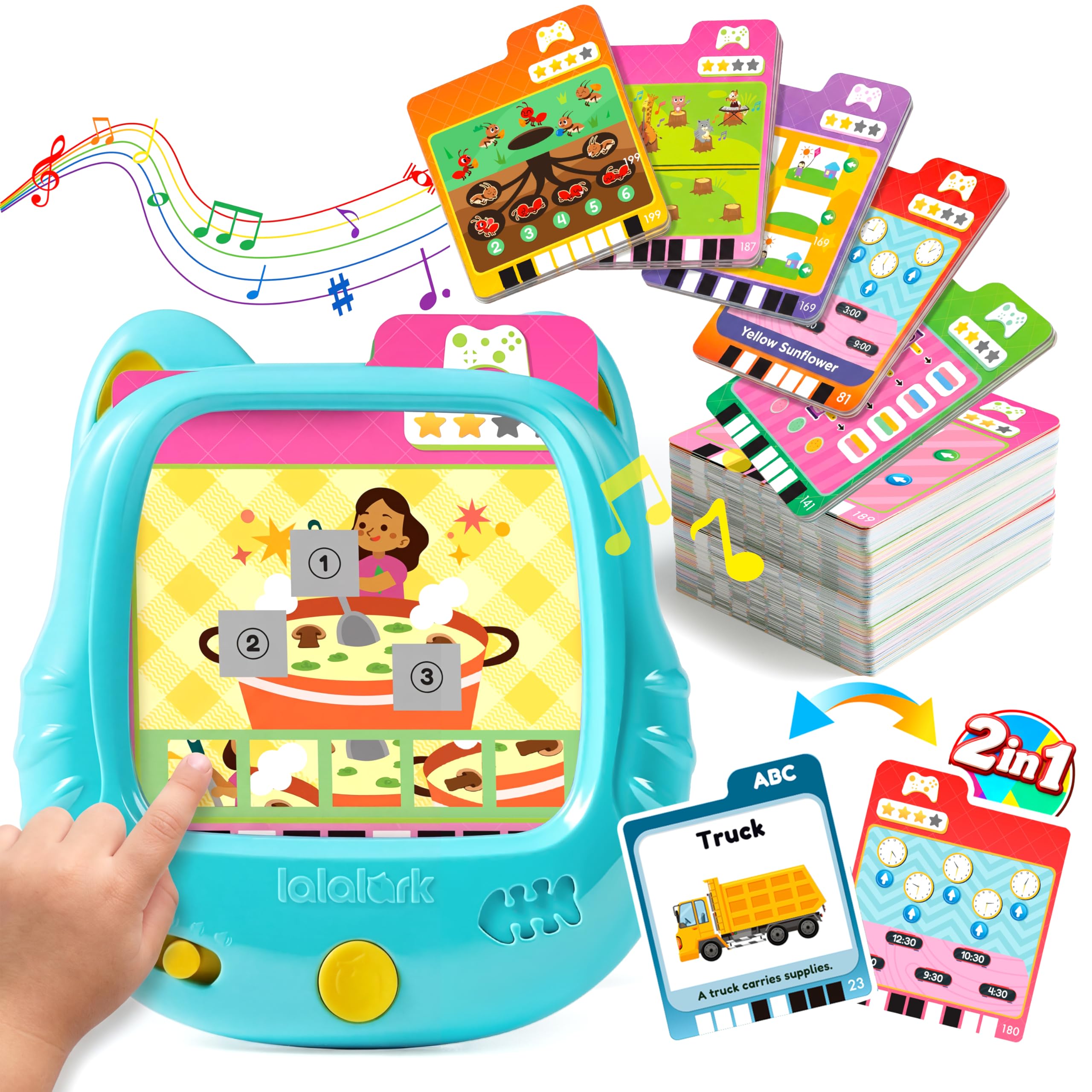 lalalark Kids Learning Tablet for Toddlers 3-5, 200 Pages Talking Flash Cards with Sight Words & Games, Montessori Learning Toys for Words, Simple Math, Logical Thinking, Easter Basket Stuffer