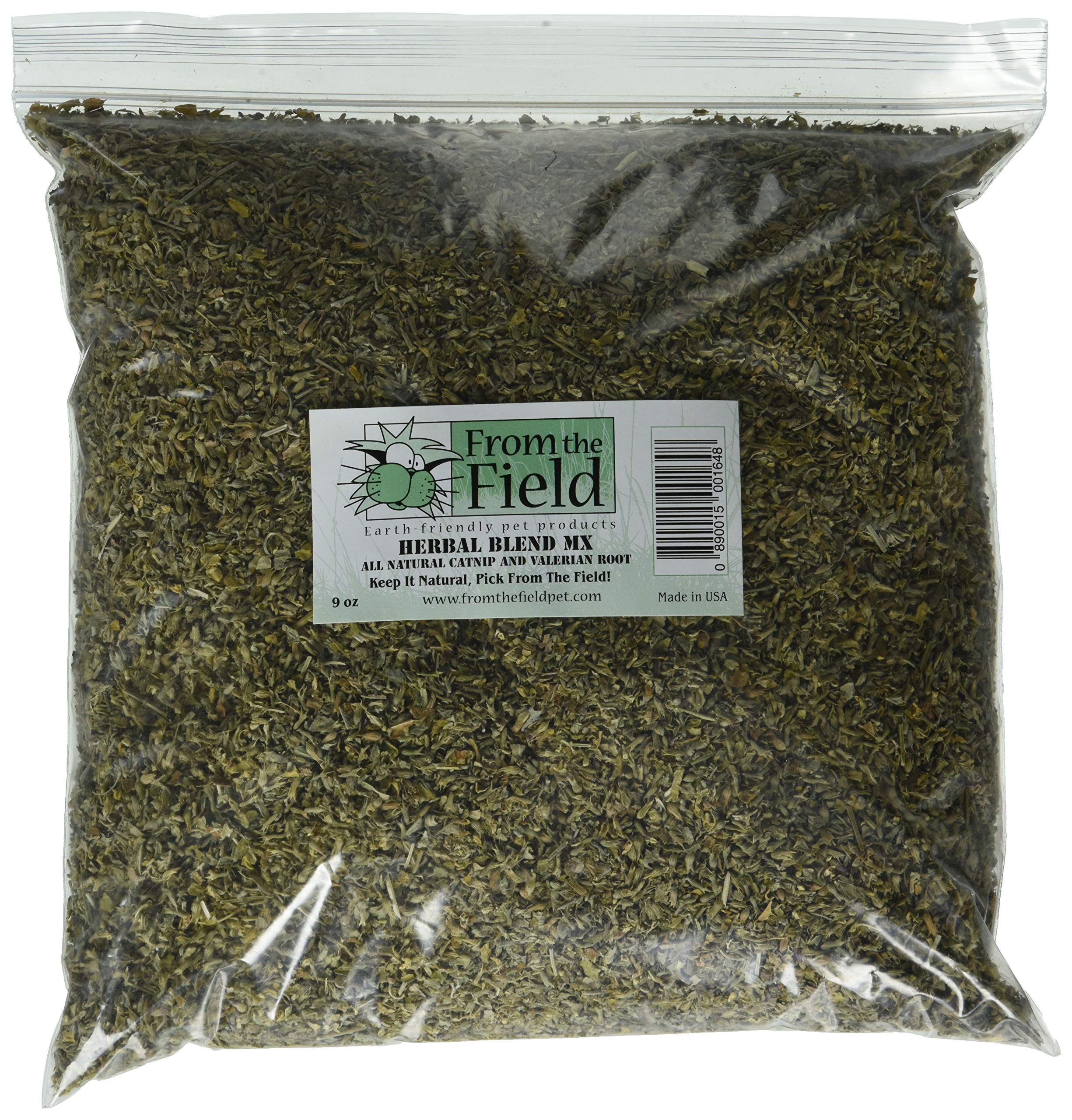 from The Field | Catnip & Valerian Root Mix for Cats | 9 oz Resealable Jumbo Bulk Bag | Organic, USA-Grown, Potent Cat Attractant for Play & Stress Relief – All-Natural, Safe for Indoor Cats