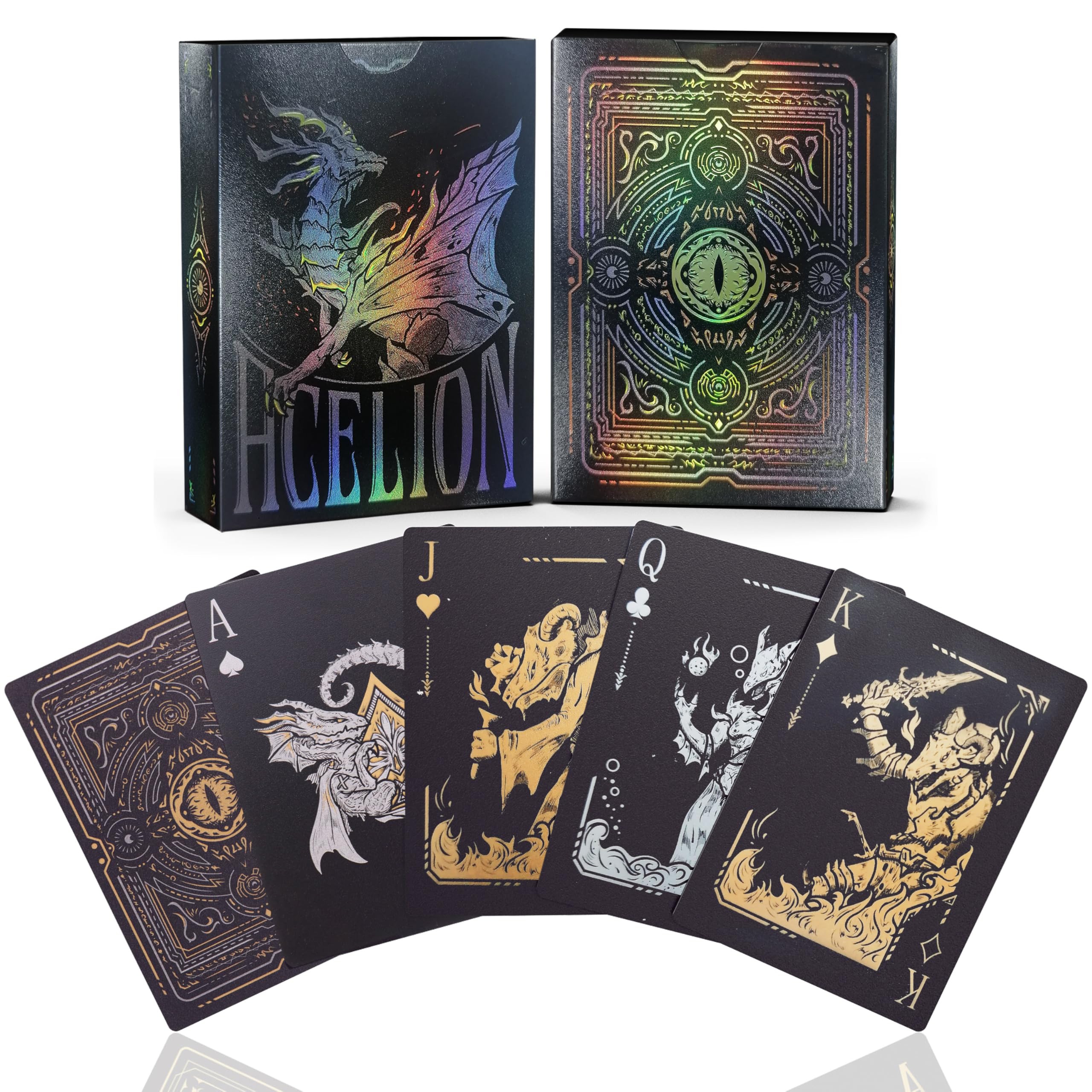 WJPC Easy Shuffling Plastic Waterproof Playing Cards,Cool Black Dragon Poker Cards for Game and Party, Deck of Cards?Dragon
