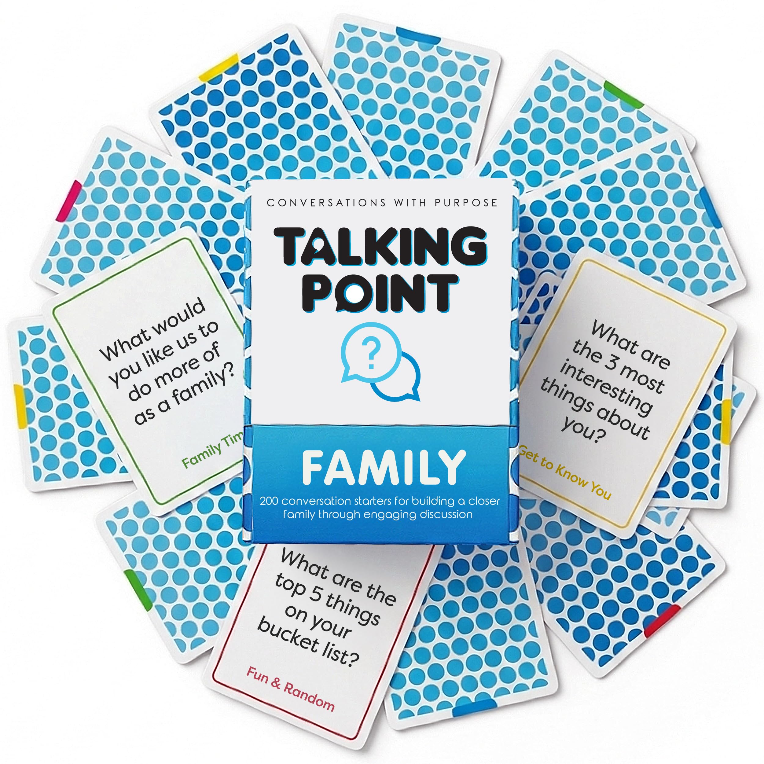 200 Family Conversation Cards - Put Down The Phones & Connect with Family - Get to Know Each Other Better with Meaningful Talk - Let Kids Express Themselves, Great for Dinner Table & Road Trips