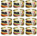 Fussie Cat Premium Grain Free Canned Cat Food 3 Flavor Variety: (4) Tuna with Chicken, (4) Tuna with Salmon and (4) Ocean Fish, 2.82 Oz Each (12 Cans Total)